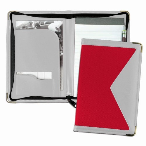 Edge Junior Zipper Folder-600 Denier Nylon and Faux Leather Vinyl-Red / White