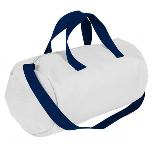 USA Made Nylon Poly Gym Roll Bags, White-Navy, ROCX31AA3Z
