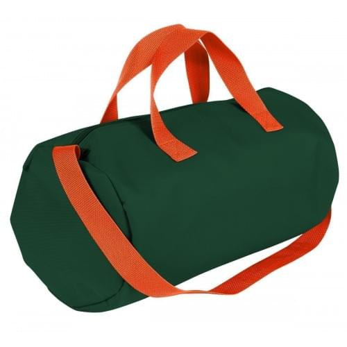 USA Made Nylon Poly Gym Roll Bags, Hunter Green-Orange, ROCX31AAS0