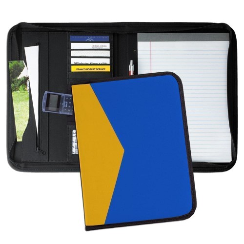 Tribeca Dual Tone Zipper Folder-600 Denier Nylon and Faux Leather Vinyl-Royal Blue / Gold Tribeca Dual Tone Zipper Folder-600 Denier Nylon and Faux Leather Vinyl-Royal Blue / Gold