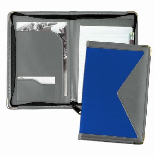 Edge Junior Zipper Folder-600 Denier Nylon and Faux Leather Vinyl-Royal Blue / Grey