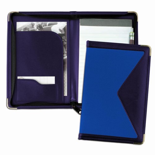 Edge Junior Zipper Folder-600 Denier Nylon and Faux Leather Vinyl-Royal Blue / Navy Edge Junior Zipper Folder-600 Denier Nylon and Faux Leather Vinyl-Royal Blue / Navy