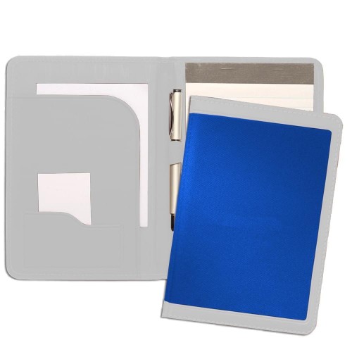 Edge Embroidered Junior Folder-600 Denier Nylon and Faux Leather Vinyl-Royal Blue / White Edge Embroidered Junior Folder-600 Denier Nylon and Faux Leather Vinyl-Royal Blue / White
