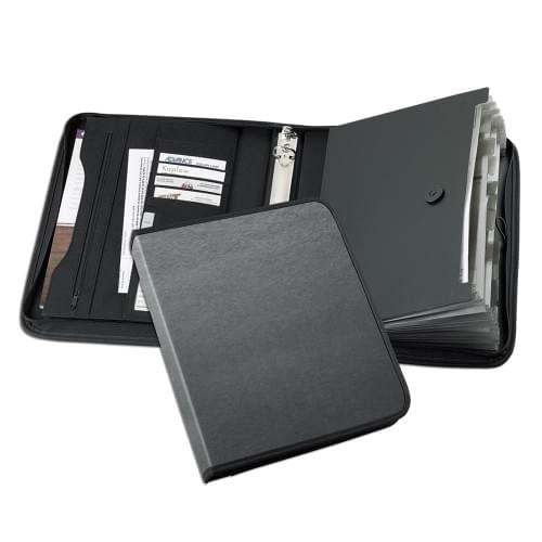 Tribeca-Accordion Zipper Ring Binder-600 Denier Nylon or Faux Leather Vinyl-Silver