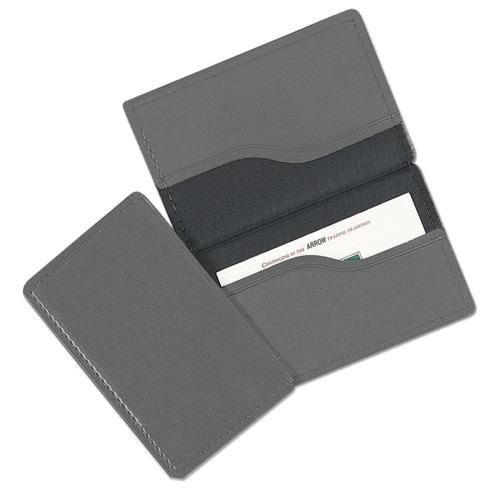 Card Case-Faux Leather Vinyl-Silver