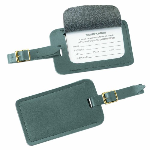 Stitched Luggage Tag-Faux Leather Vinyl-Silver Stitched Luggage Tag-Faux Leather Vinyl-Silver