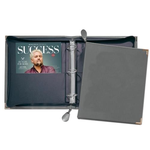 Zippered 1 1/2" D-Ring Binder-Faux Leather Vinyl-Silver