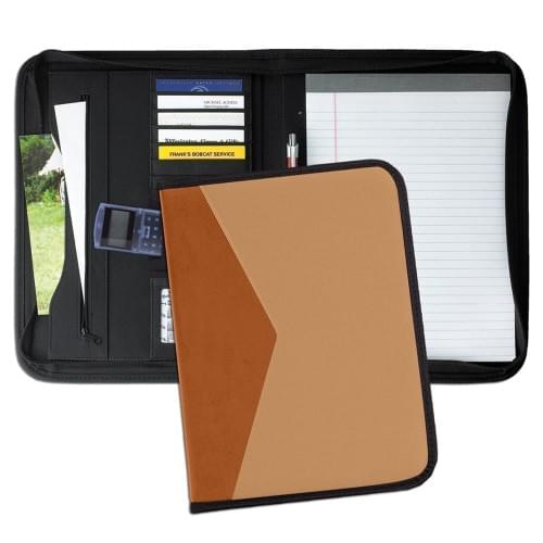 Tribeca Dual Tone Zipper Folder-Matte-Tan / Tan