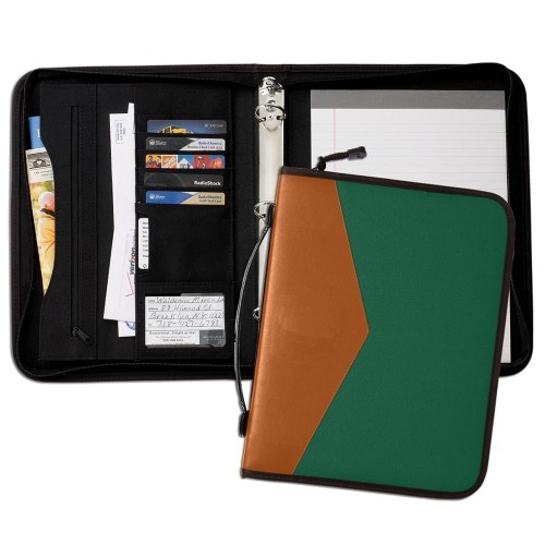 Tribeca Dual Tone 1" Zipper Ring Binder with Handle-Matte-Tan / Hunter Tribeca Dual Tone 1" Zipper Ring Binder with Handle-Matte-Tan / Hunter