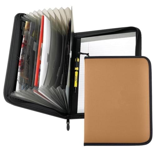 Accordion Zipper Folder-Nylon-Tan