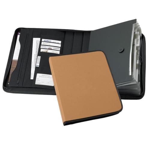 Tribeca-Accordion Zipper Portfolio-Nylon-Tan