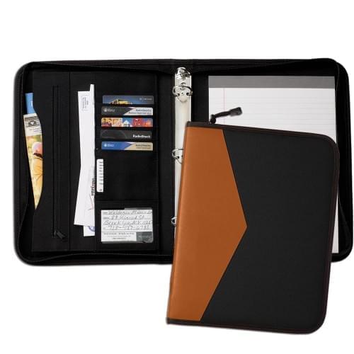 Tribeca Dual Tone 1" Zipper Ring Binder-Matte-Tan / Black