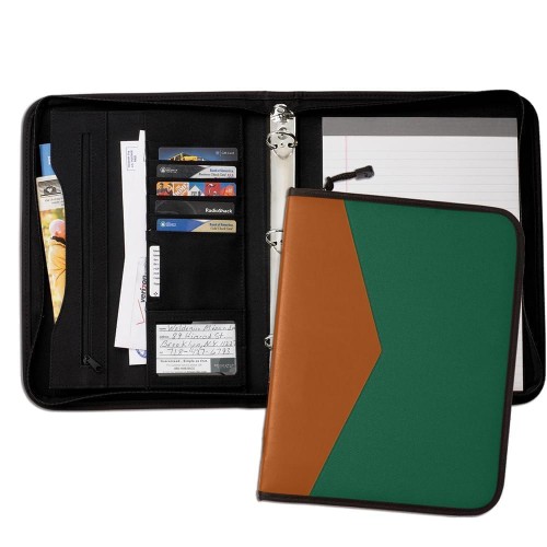 Tribeca Dual Tone 1" Zipper Ring Binder-Matte-Tan / Hunter Tribeca Dual Tone 1" Zipper Ring Binder-Matte-Tan / Hunter