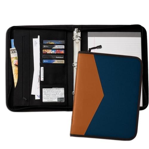 Tribeca Dual Tone 1" Zipper Ring Binder-Matte-Tan / Navy
