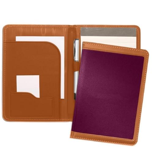 Edge Embroidered Junior Folder-Matte-Tan / Burgundy