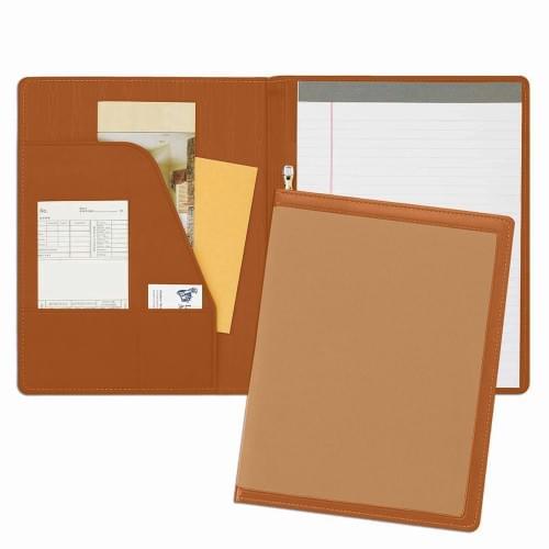 Edge Embroidered Letter Folder-Matte-Tan / Tan