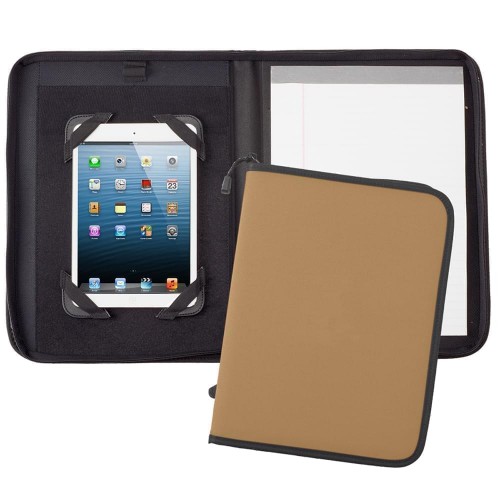 Tribeca Tablet Folio with Zipper Closure-Nylon-Tan Tribeca Tablet Folio with Zipper Closure-Nylon-Tan