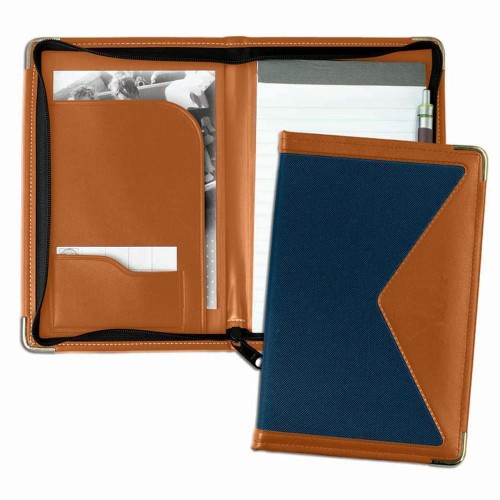Edge Junior Zipper Folder-Matte-Tan / Navy