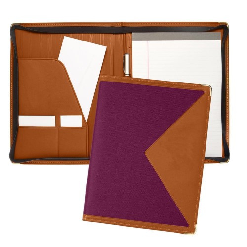 Edge Letter Zipper Folder-Matte-Tan / Burgundy
