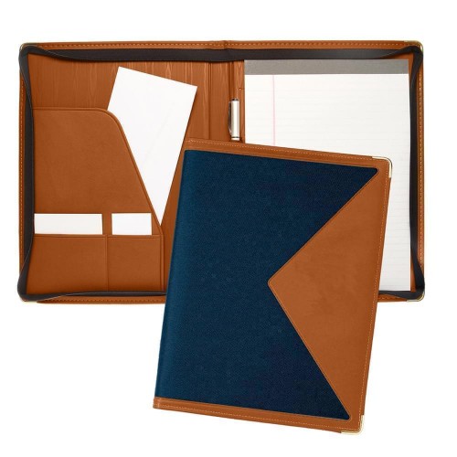 Edge Letter Zipper Folder-Matte-Tan / Navy