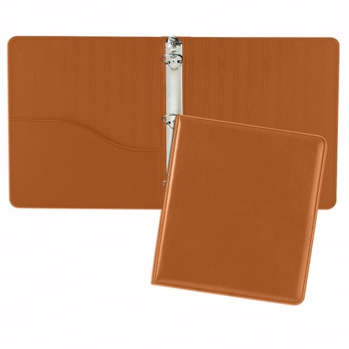 Grainedge 1/2" Ring Binder-Faux Leather Vinyl-Tan