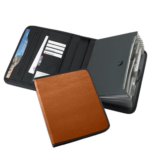 Tribeca-Accordion Portfolio-600 Denier Nylon or Faux Leather Vinyl-Tan Tribeca-Accordion Portfolio-600 Denier Nylon or Faux Leather Vinyl-Tan
