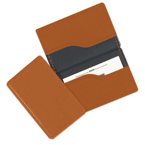 Card Case-Faux Leather Vinyl-Tan