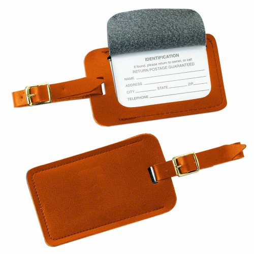 Stitched Luggage Tag-Faux Leather Vinyl-Tan Stitched Luggage Tag-Faux Leather Vinyl-Tan
