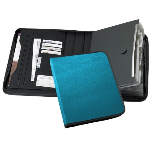 Tribeca-Accordion Zipper Portfolio-600 Denier Nylon or Faux Leather Vinyl-Turqoise Tribeca-Accordion Zipper Portfolio-600 Denier Nylon or Faux Leather Vinyl-Turqoise