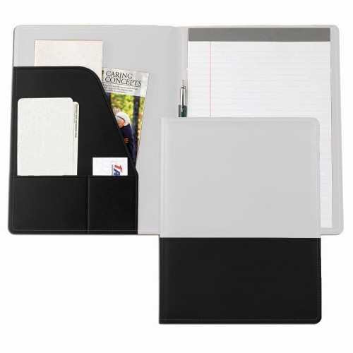 Duplex Letter Folder-Faux Leather Vinyl-White / Black