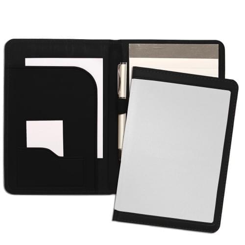 Edge Embroidered Junior Folder-600 Denier Nylon and Faux Leather Vinyl-White / Black