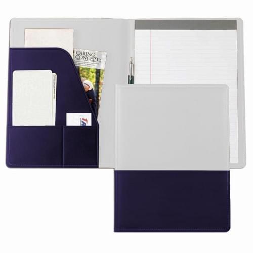 Duplex Letter Folder-Faux Leather Vinyl-White / Navy