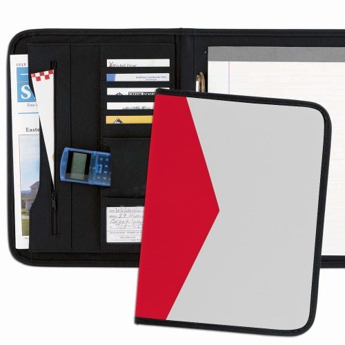 Tribeca 2-Tone Letter Folder-600 Denier Nylon and Faux Leather Vinyl-White / Red