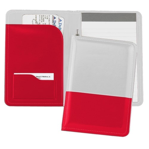 Duplex Junior Folder-Faux Leather Vinyl-White / Red