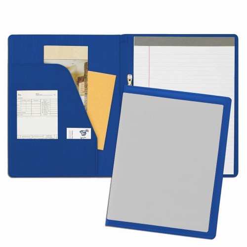 Edge Embroidered Letter Folder-600 Denier Nylon and Faux Leather Vinyl-White / Royal Blue Edge Embroidered Letter Folder-600 Denier Nylon and Faux Leather Vinyl-White / Royal Blue