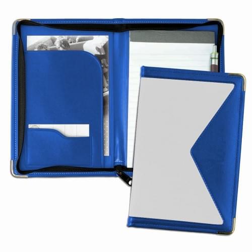Edge Junior Zipper Folder-600 Denier Nylon and Faux Leather Vinyl-White / Royal Blue