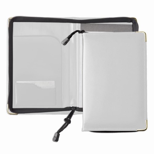 Prestige Junior Zipper Folder-Faux Leather Vinyl-White Prestige Junior Zipper Folder-Faux Leather Vinyl-White