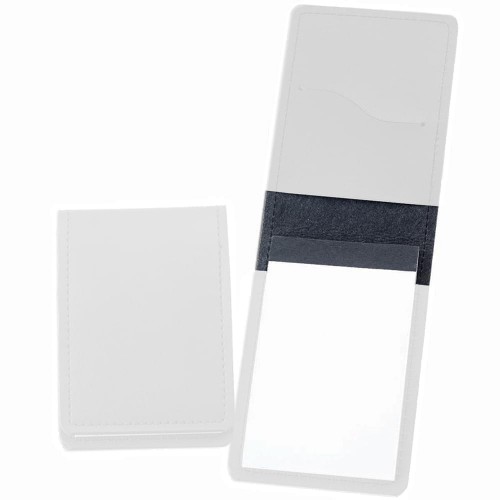Stitched Memo Pad-Faux Leather Vinyl-White Stitched Memo Pad-Faux Leather Vinyl-White