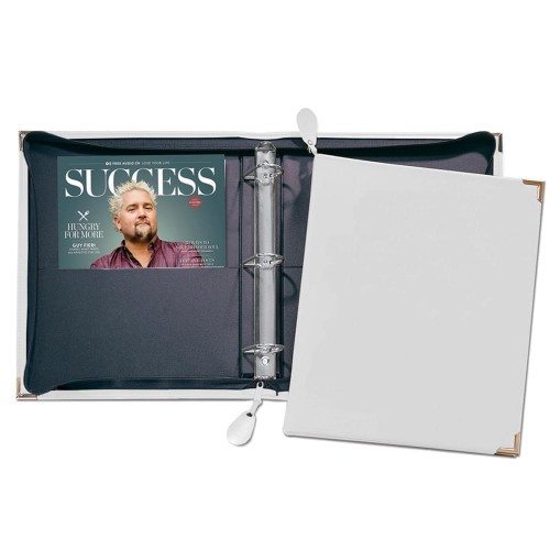 Zippered 1 1/2" D-Ring Binder-Faux Leather Vinyl-White