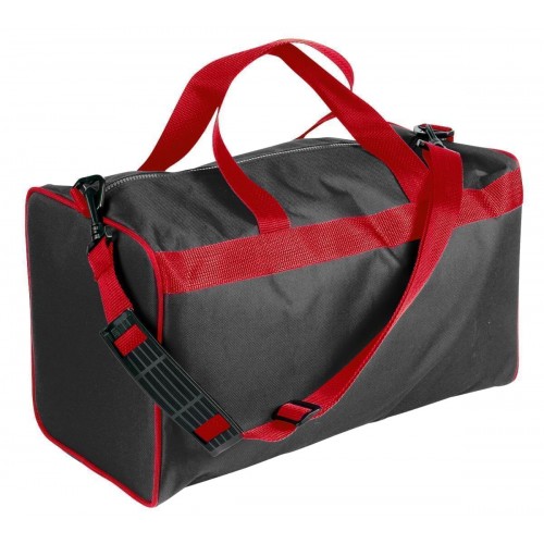 USA Made Nylon Poly Weekend Duffles, Black-Red, WLKX31AAO2