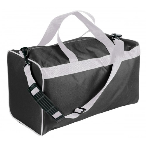 USA Made Nylon Poly Weekend Duffles, Black-White, WLKX31AAO4