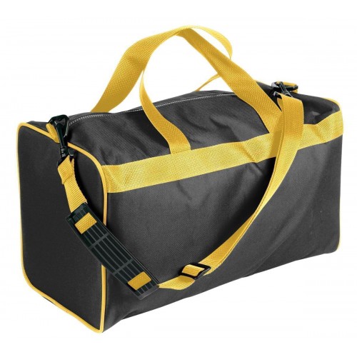 USA Made Nylon Poly Weekend Duffles, Black-Gold, WLKX31AAO5