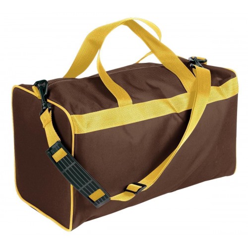 USA Made Nylon Poly Weekend Duffles, Brown-Gold, WLKX31AAP5