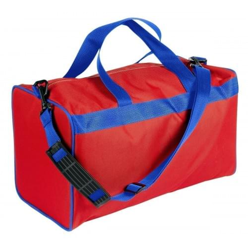 USA Made Nylon Poly Weekend Duffles, Red-Royal Blue, WLKX31AAZ3