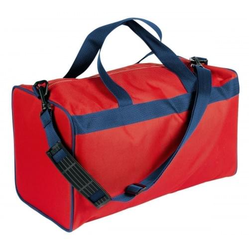 USA Made Nylon Poly Weekend Duffles, Red-Navy, WLKX31AAZZ