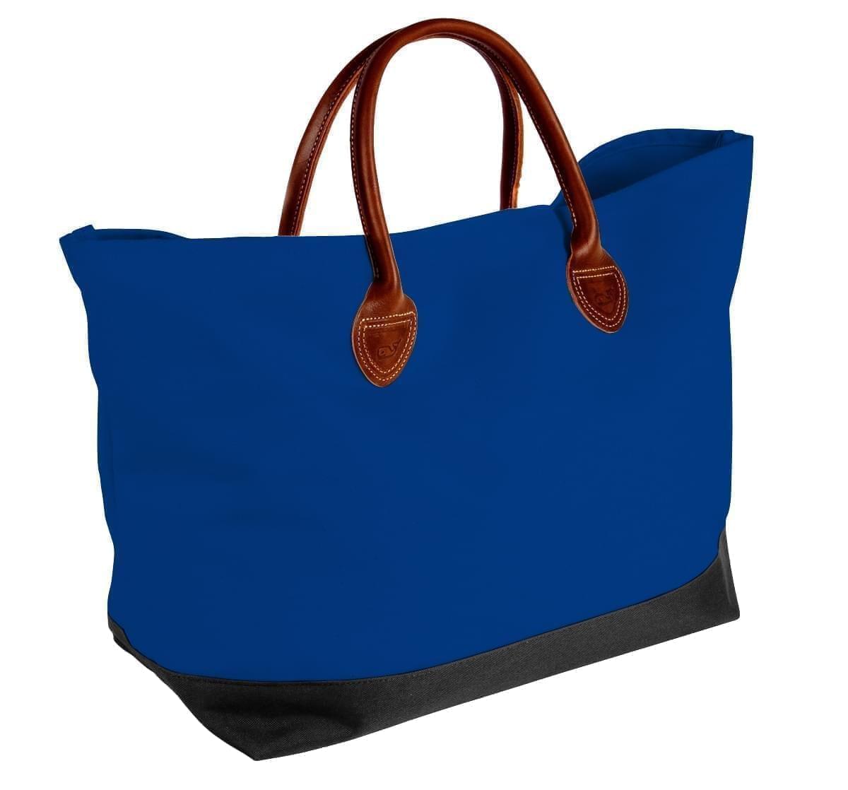 USA Made Canvas Leather Handle Totes, Royal Blue-Black, 10899-CF9