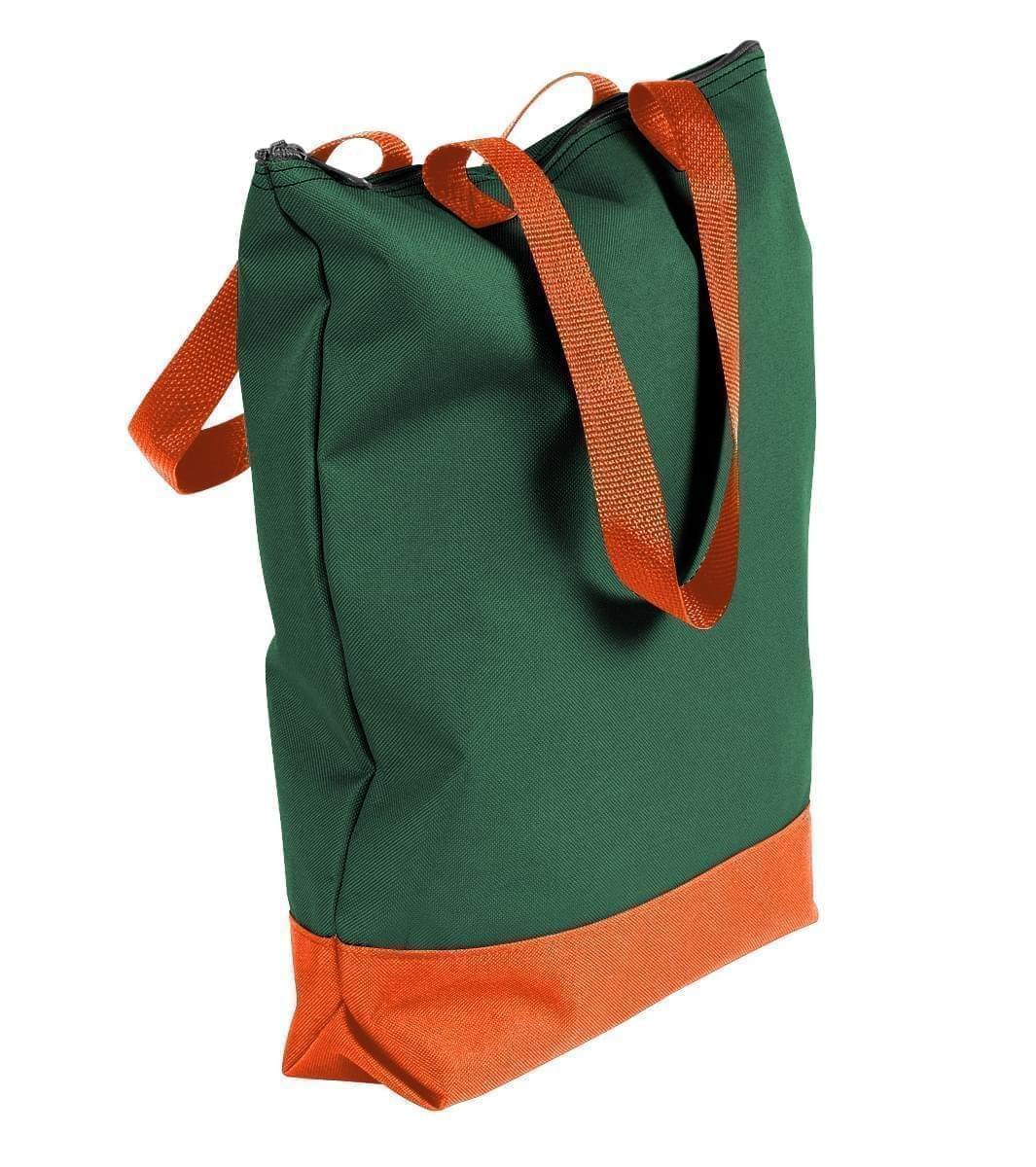 USA Made Canvas Portfolio Tote Bags, Hunter Green-Orange, 1AAMX1UAI0