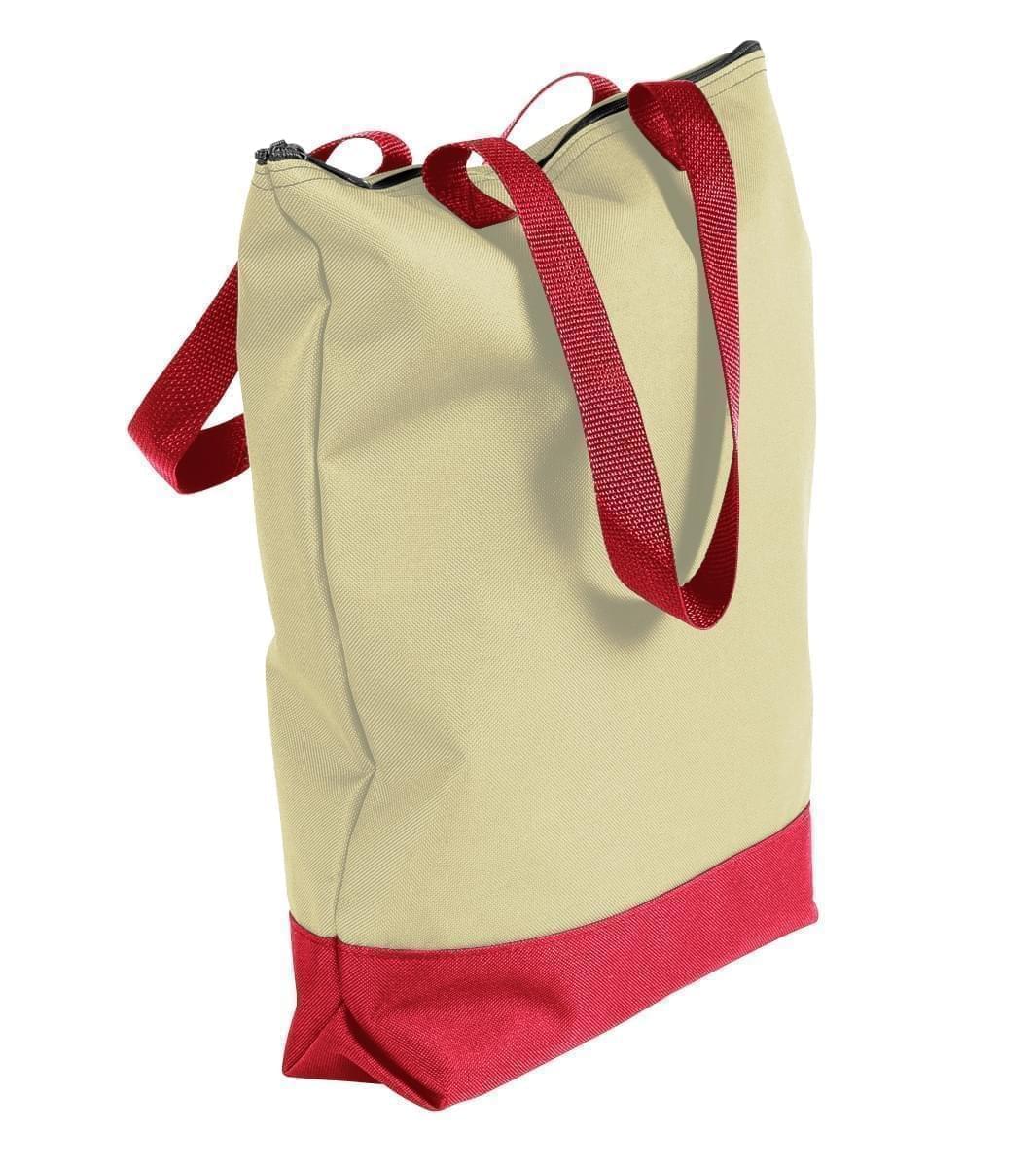 USA Made Canvas Portfolio Tote Bags, Natural-Red, 1AAMX1UAK2