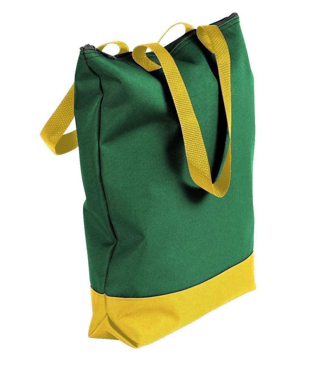 USA Made Poly Notebook Tote Bags, Kelly Green-Gold, 1AAMX1UAT5