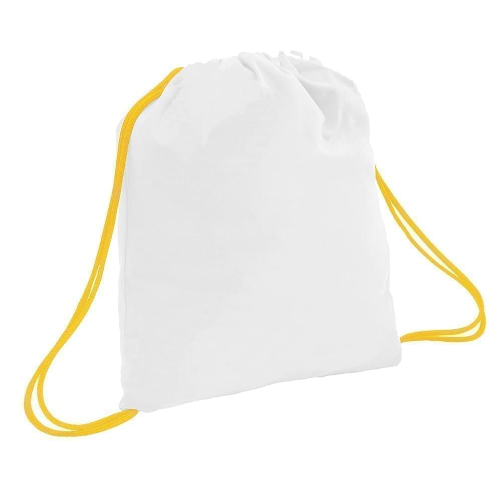 USA Made 200 D Nylon Drawstring Backpacks, White-Gold, 2001744-T35